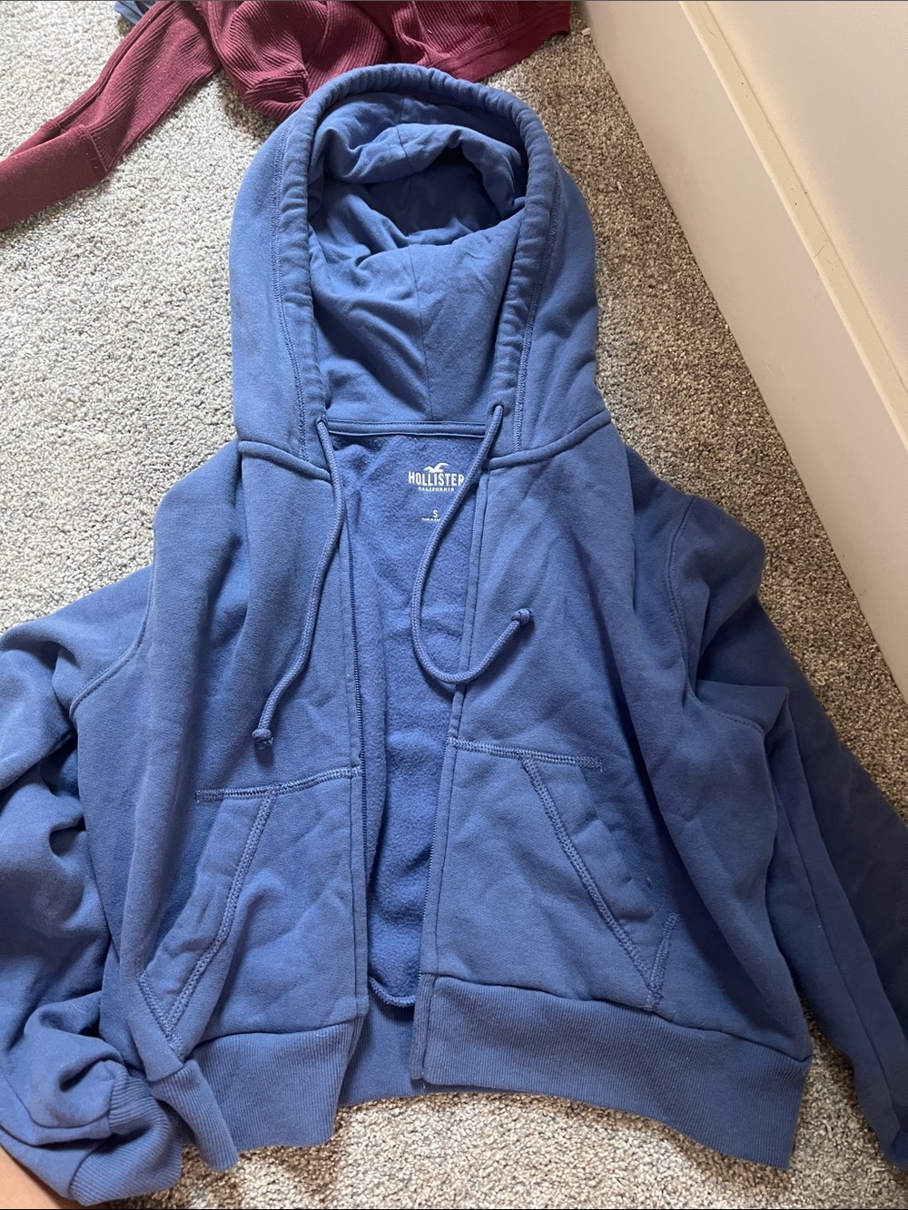 Hollister Slate Blue Hooded Zip-Up Sweatshirt
